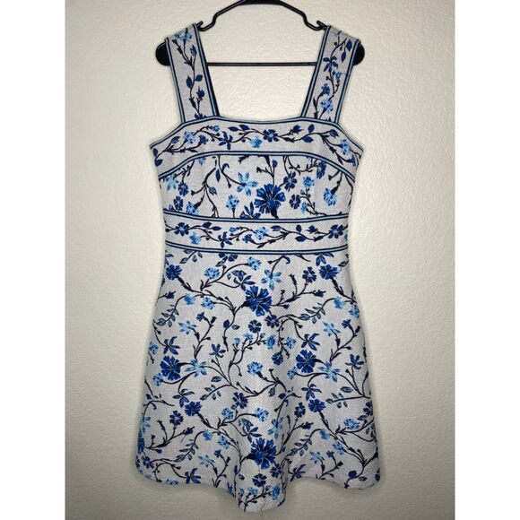 Maeve Anthropologie shannon jacquard fit and flare floral dress garden spring L - Picture 8 of 8